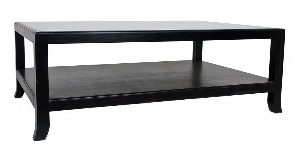 2 Layer All Black Coffee Table with Glass Top