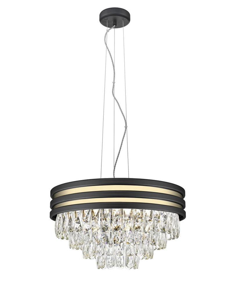 Mason 5 Light Crystal Black and Gold Ceiling Lamp