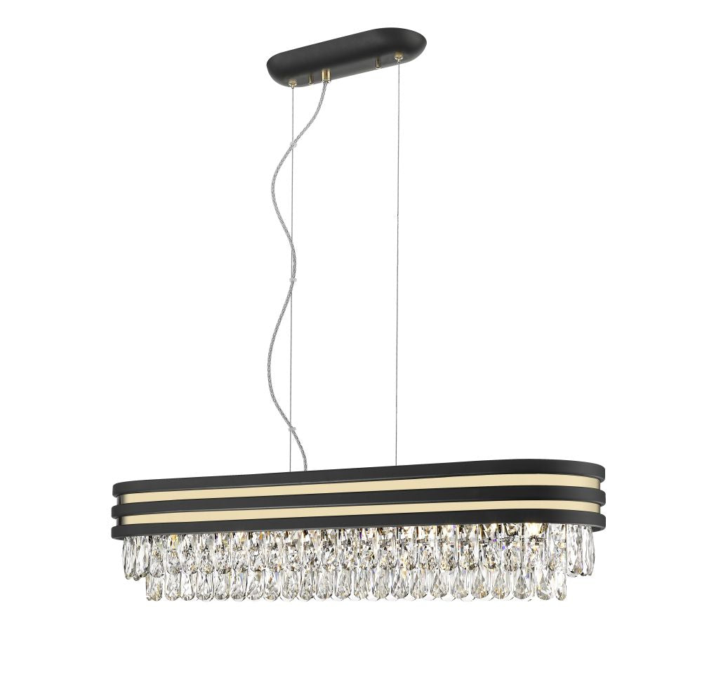 Mason 6 Light Crystal Black and Gold Ceiling Lamp
