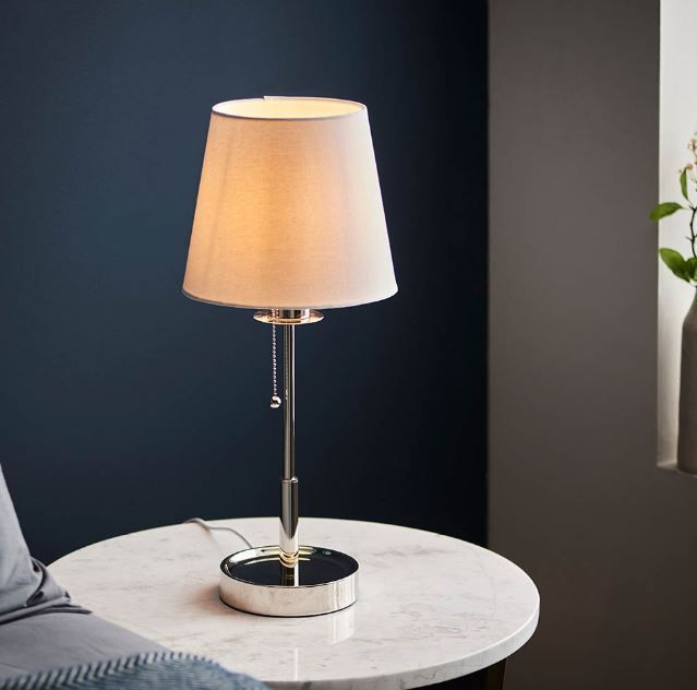 Bright Nickel 1 Light Table Lamp with Tapered Shade