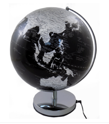 Black 12" LED Iluminated Globe