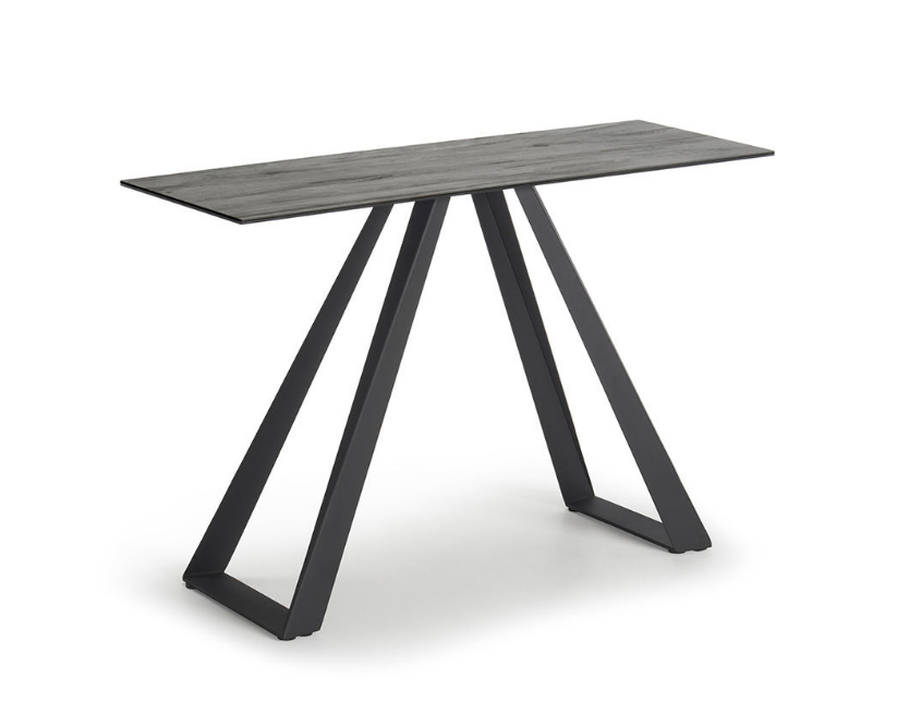 Black Base Grey Wood Effect Top Console Table