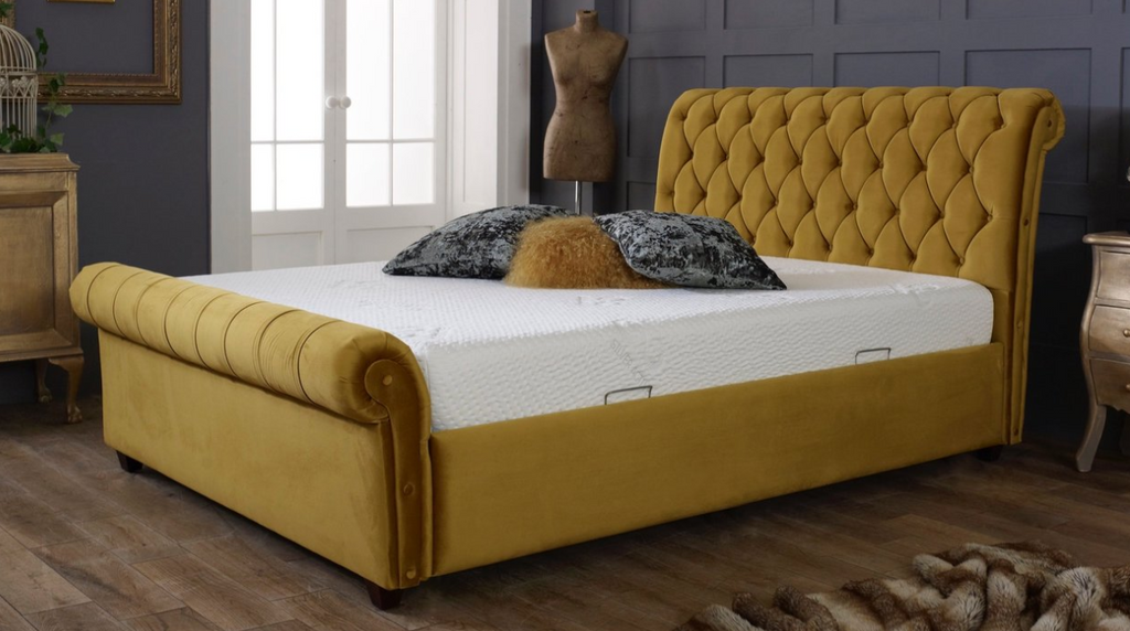 Kenton Velvet Yellow Bed