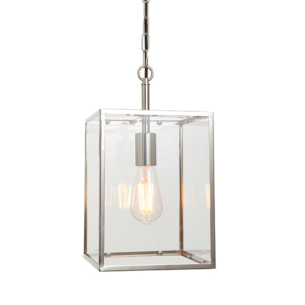 Nickel 1 Light Square Box Ceiling Lamp