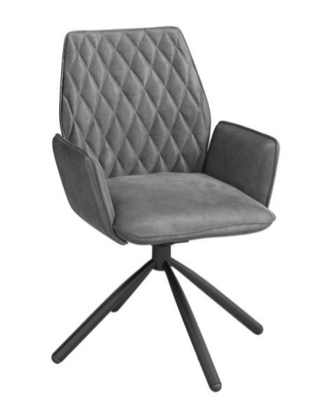 Dark Grey/Mink Diamond Patterned Swivel Dining Chair