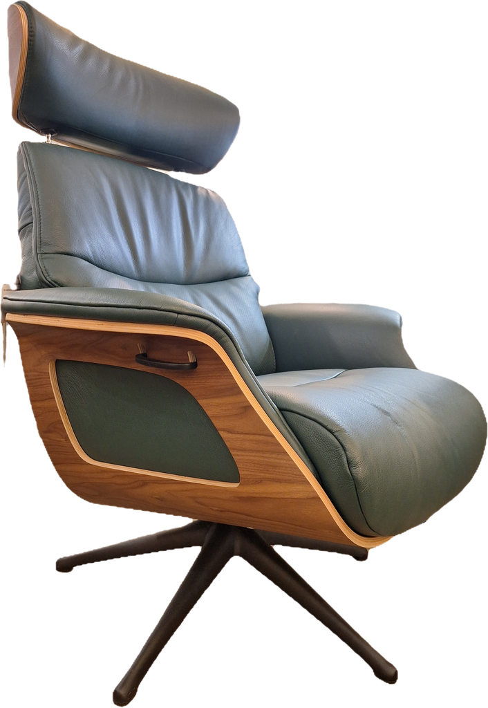 Forest Green Recliner Armchair and Stool