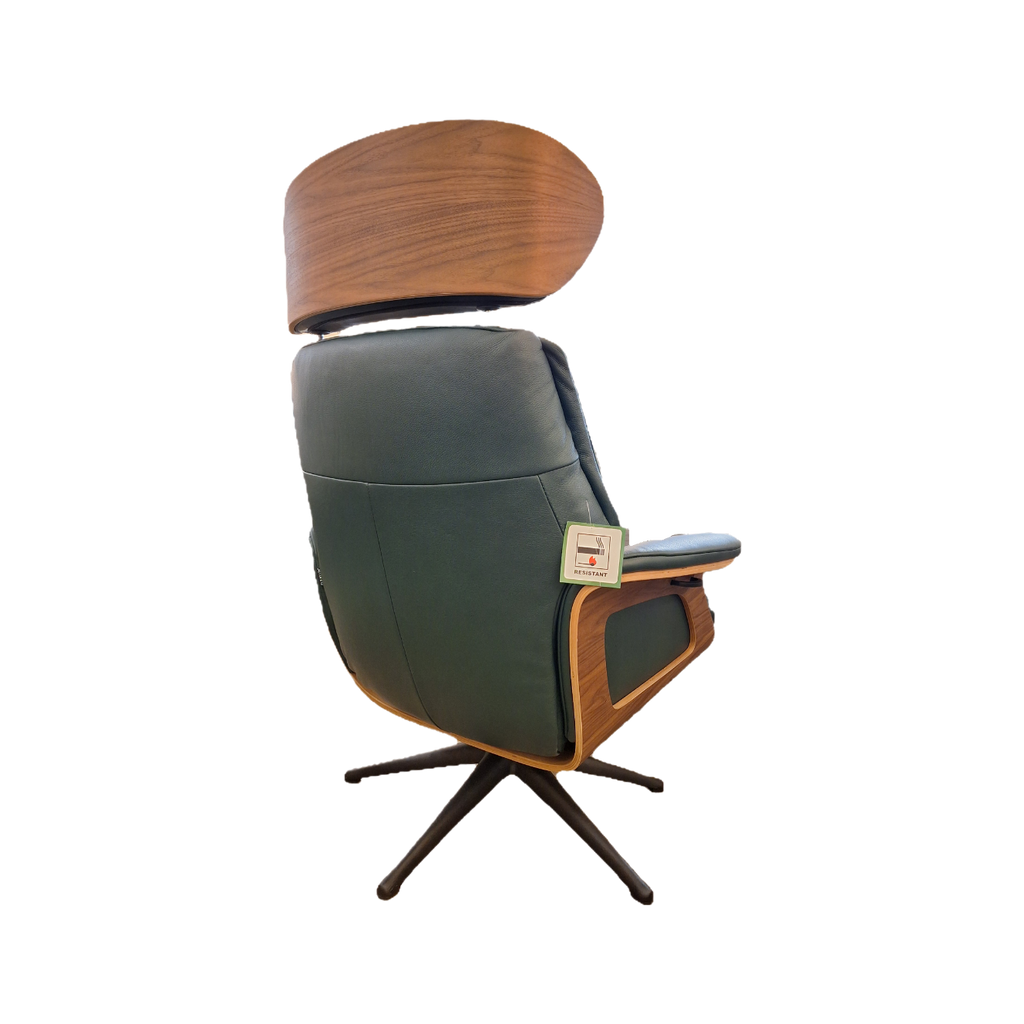 Forest Green Recliner Armchair and Stool
