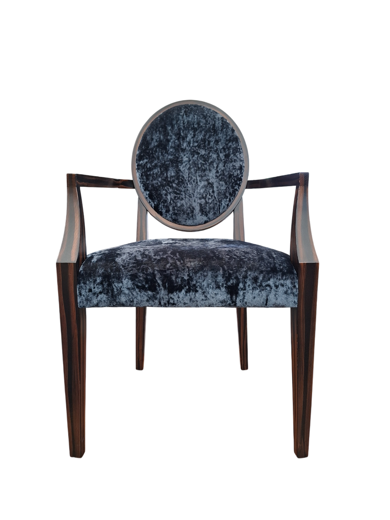 Set of 8 Ebony Finish Crush Velvet Dining Chairs (3 Colours)