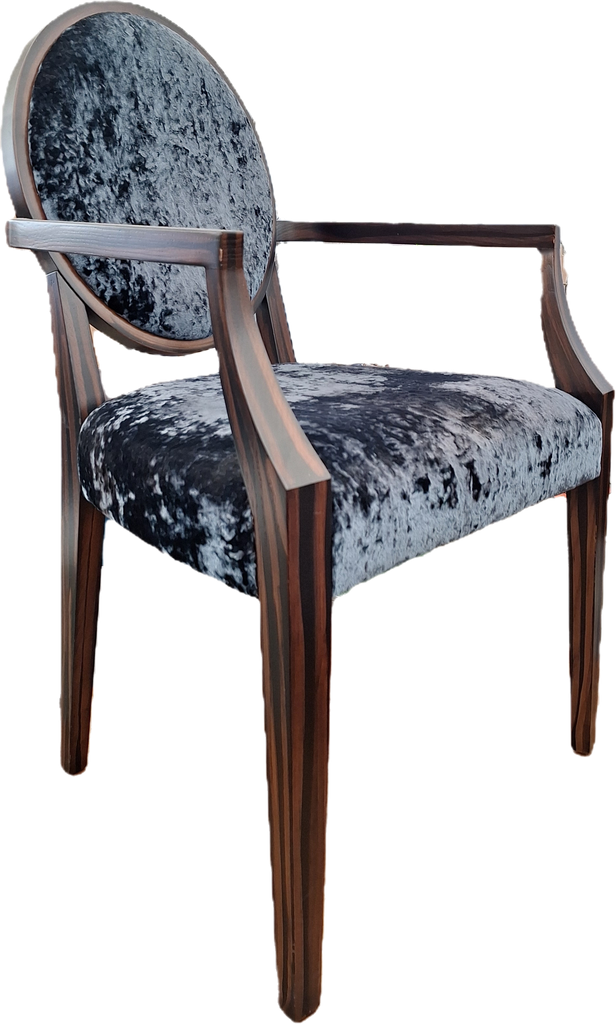 Set of 8 Ebony Finish Crush Velvet Dining Chairs (3 Colours)