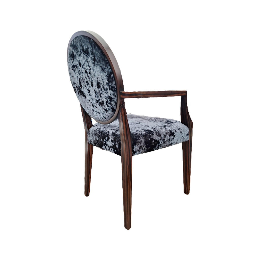 Set of 8 Ebony Finish Crush Velvet Dining Chairs (3 Colours)