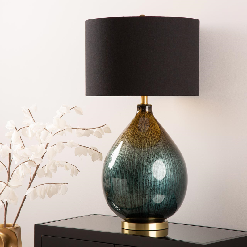 Green and Gold Abstract Glass Table Lamp