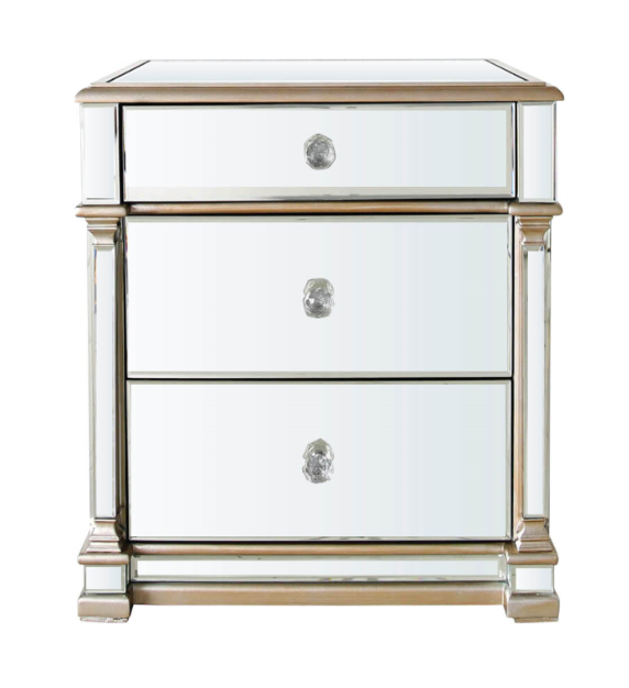 Rollo Mirrored 3 Drawer Bedside Cabinet