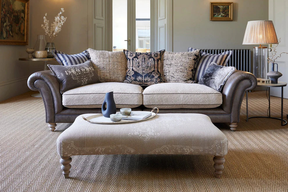 Ruben Leather/Fabric Sofa & Snuggler