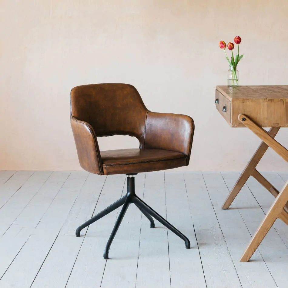 Vegan leather swivel online chair