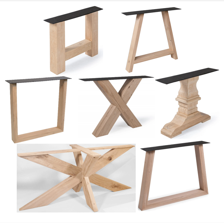 Castle Line Wooden Rectangle Table with Wooden Bases