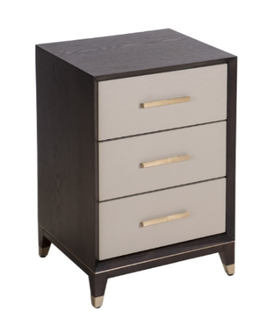 3 Drawer Ceramic Grey and Chocolate Bedside Table