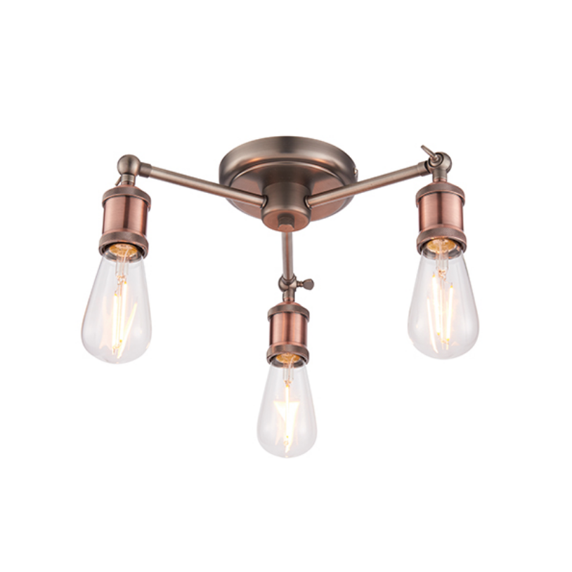 3 Light Copper Plated Ceiling Lamp