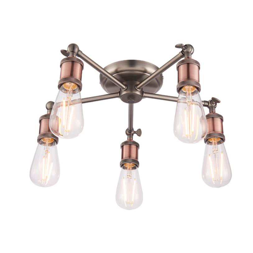 5 Light Copper Plated Ceiling Lamp