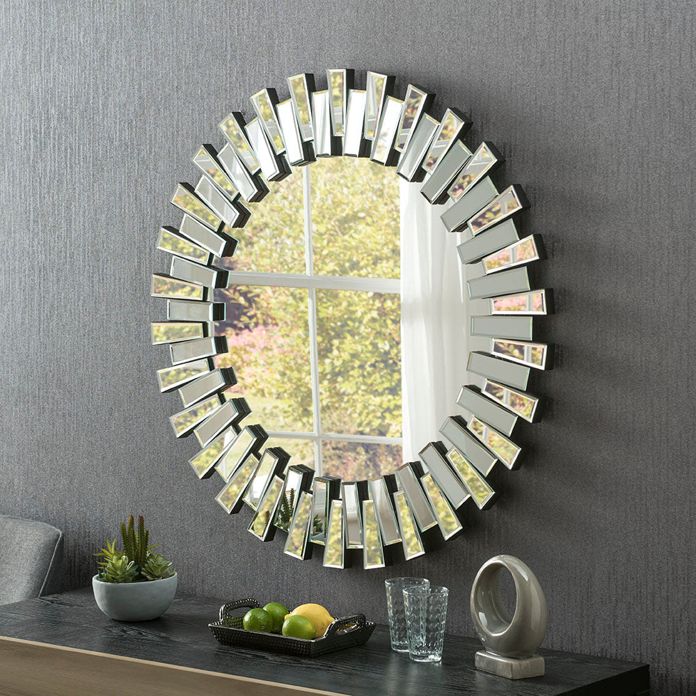Round Patterned Frame Art Deco Wall Mirror
