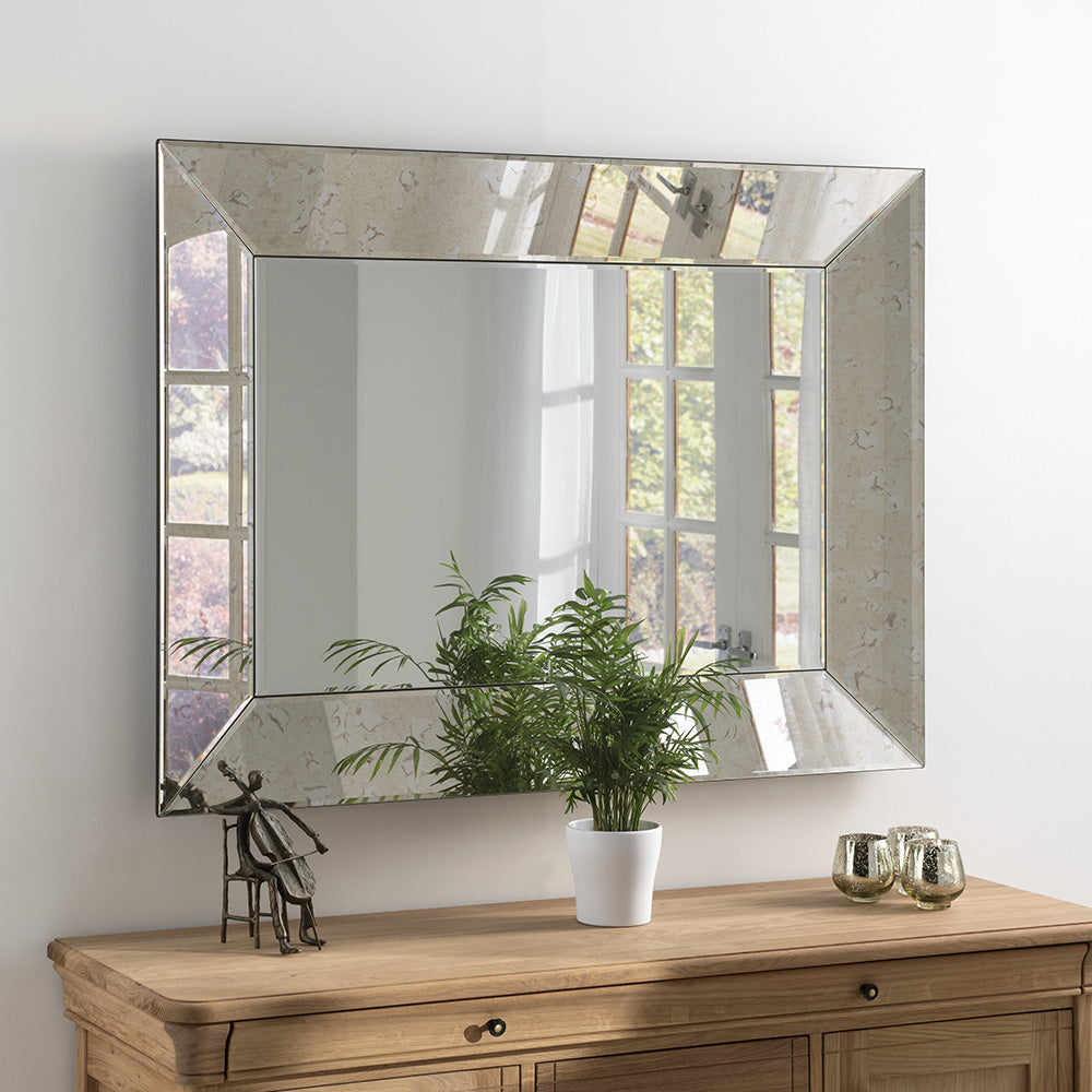 Antique Silver Tinted Frame Wall Mirror