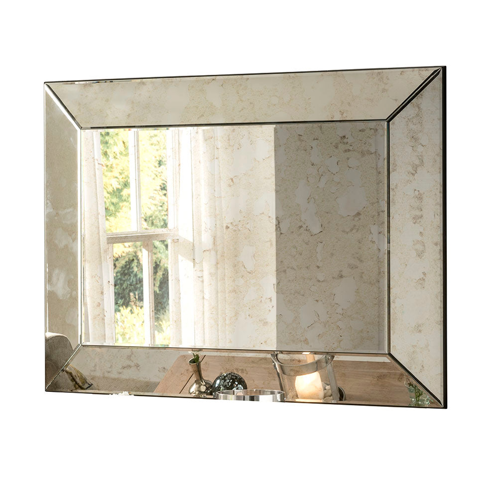 Antique Silver Bevelled Edge Wall Mirror