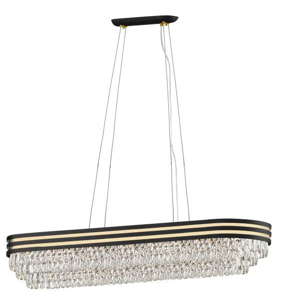 Mason 11 Light Crystal Black and Gold Ceiling Lamp
