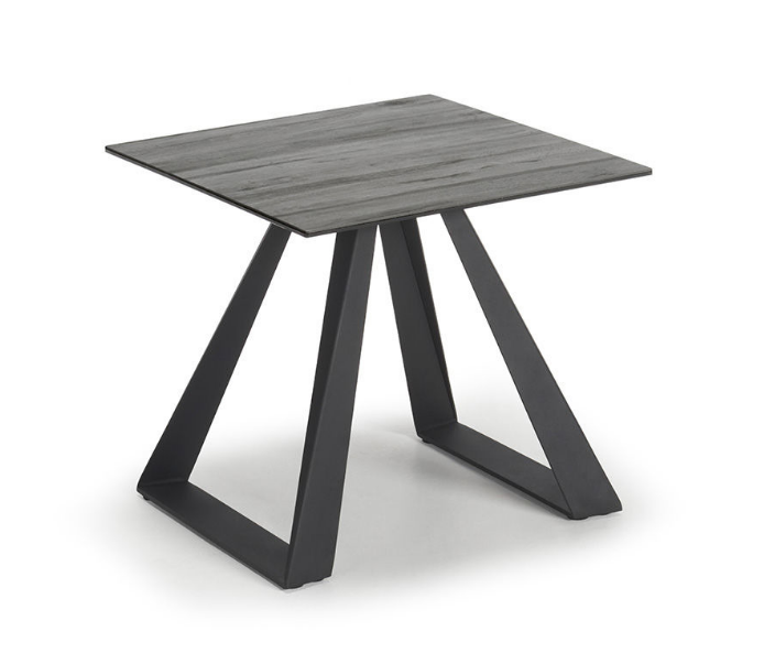 Black Base Grey Wood Effect Top Lamp Table
