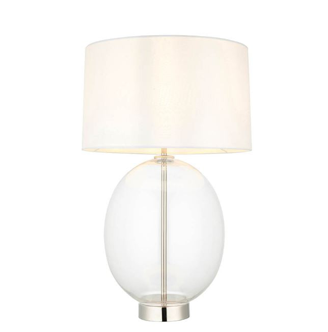 Nickel Round Glass Table Lamp