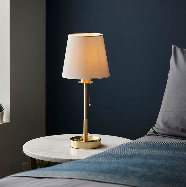 Satin Brass 1 Light Table Lamp with Tapered Shade