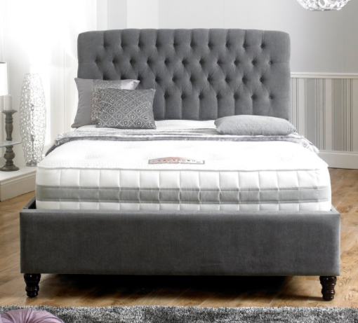 Athena Buttoned Grey Bed