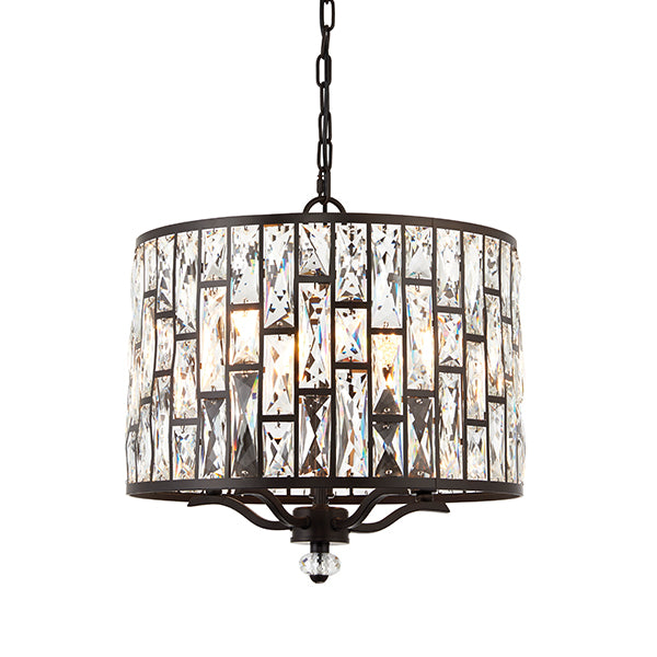 Dark Bronze 5 Light Ceiling Lamp with Crystal Pattern