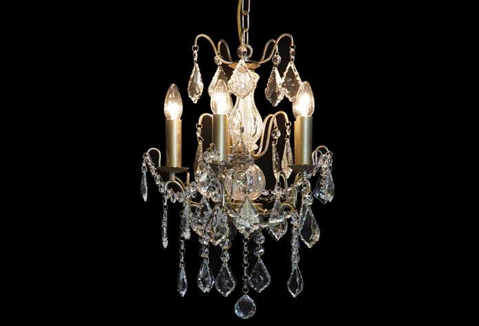 Small Antique French Style 5 Light Gold Chandelier