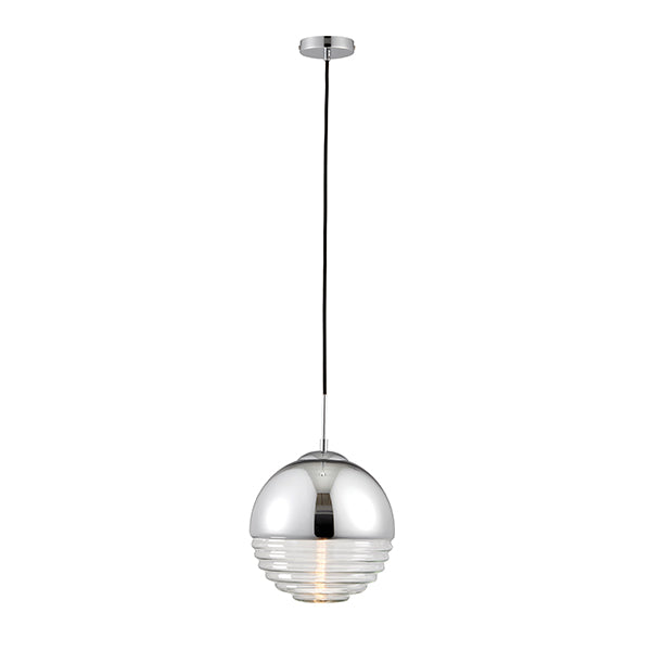 Copper/Gold/Chrome Ball Ribbed Glass Ceiling Light