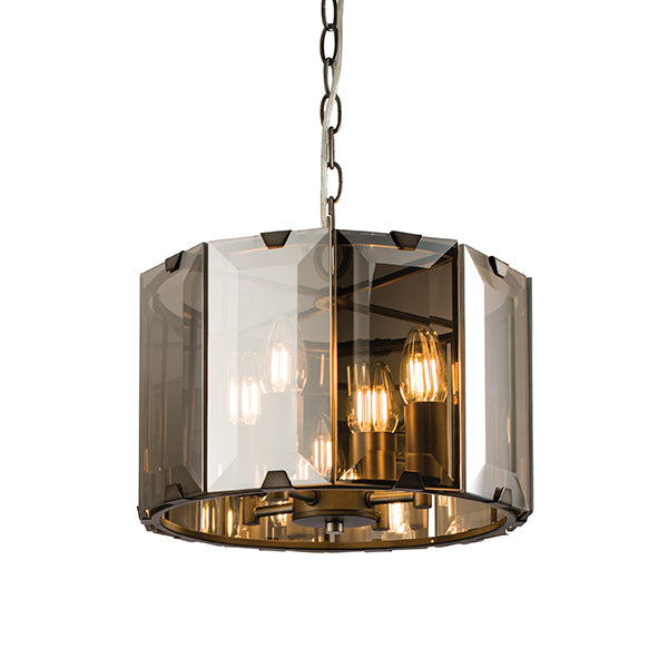Smoked Glass Panelled 4 Light Ceiling Lamp