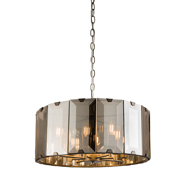 Smoked Glass Panelled 8 Light Ceiling Lamp