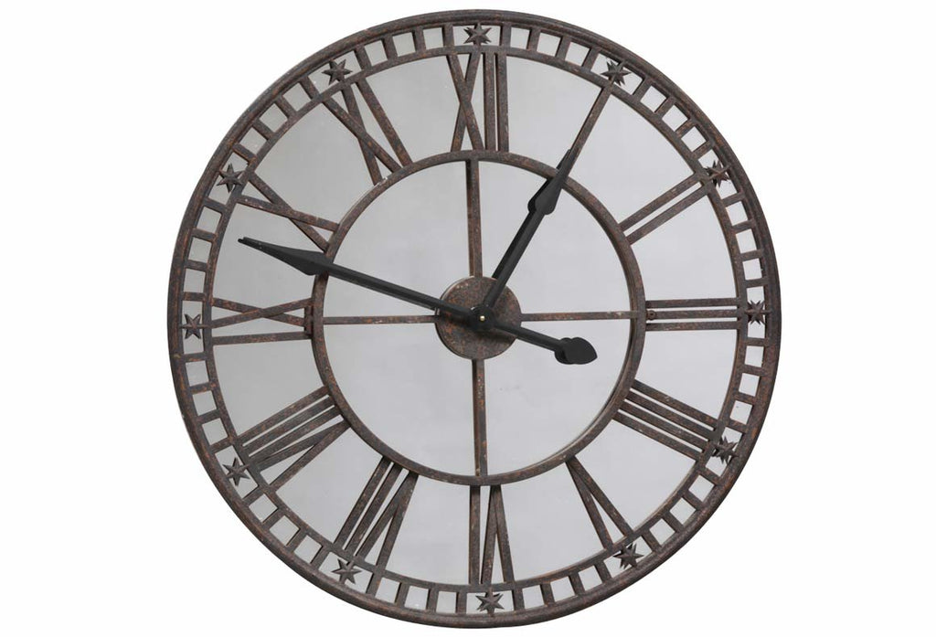 Large Industrial Clock with Mirrored Face