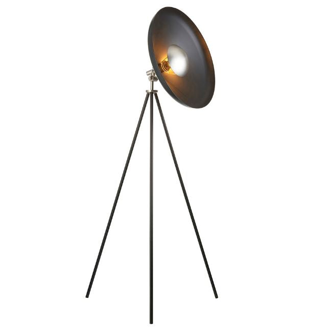 Matt Black Coned Floor Lamp with Matt Nickel Plate