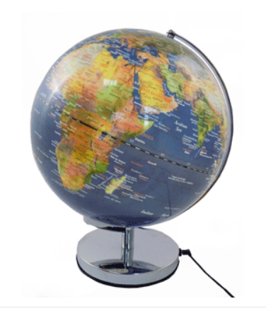 12" Colour illuminated globe with metal base