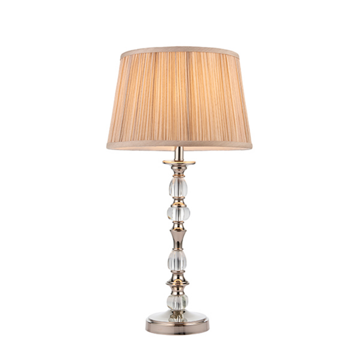 Polina nickel table with beige shade