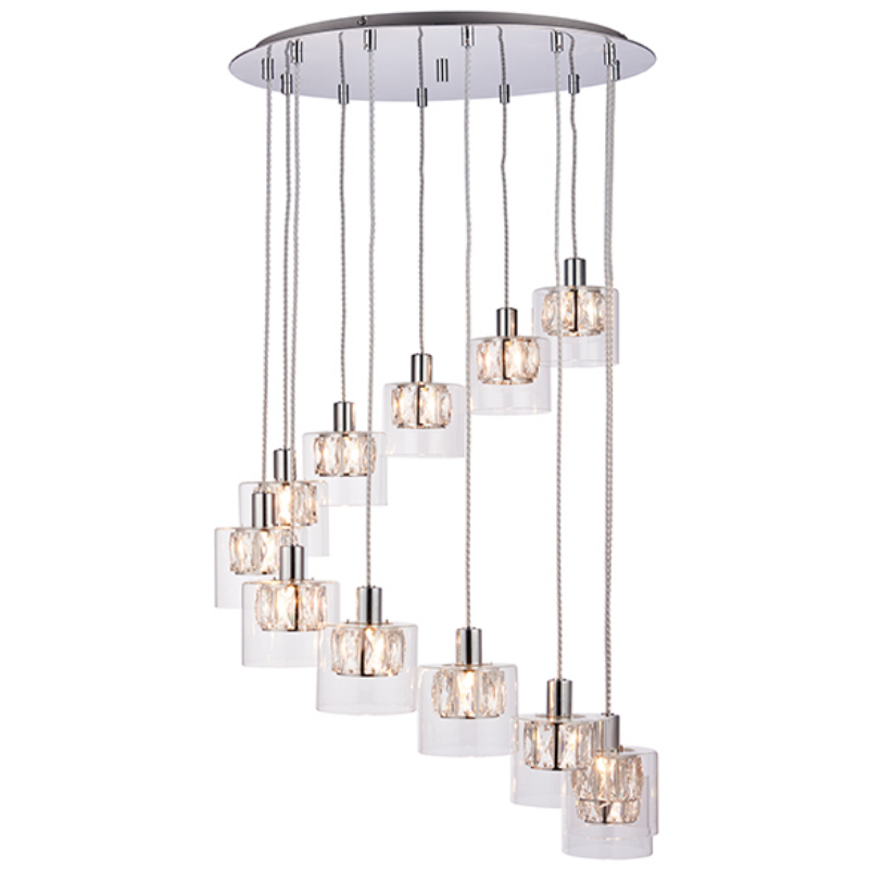 Multi Crystal Shade 12 Light Ceiling Lamp