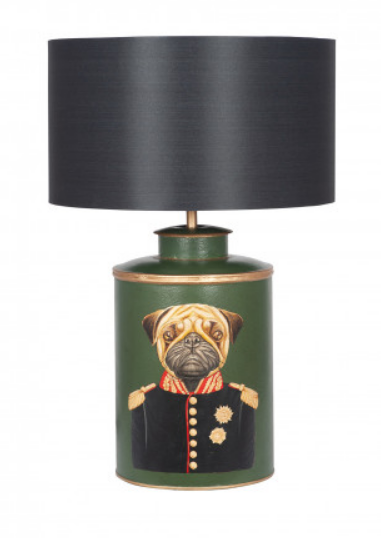 Painted Pug Table Lamp