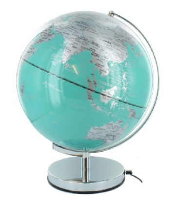 12" Turquoise globe with metal base