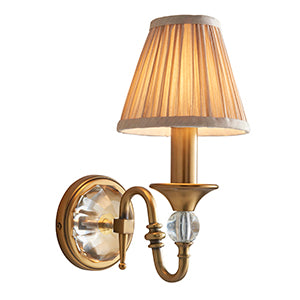 Polina Antique Brass Single Wall Light with Beige Shade