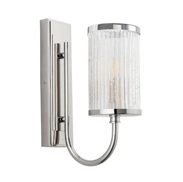 Nickel Wall Light with Ribbed Glass Shades