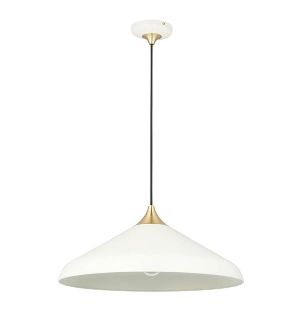 Warm White Coned Pendant with Brushed Brass Plate