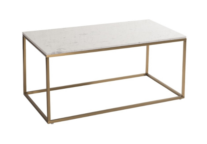 White Top Coffee Table with Gold Base