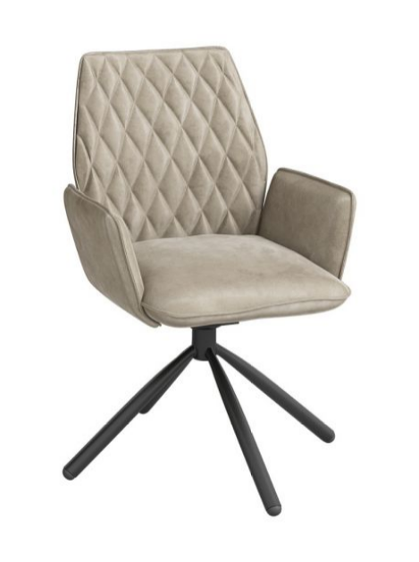 Dark Grey/Mink Diamond Patterned Swivel Dining Chair